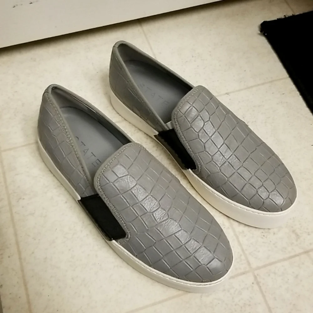 Croc effect platform sneakers gray 1 state waylan